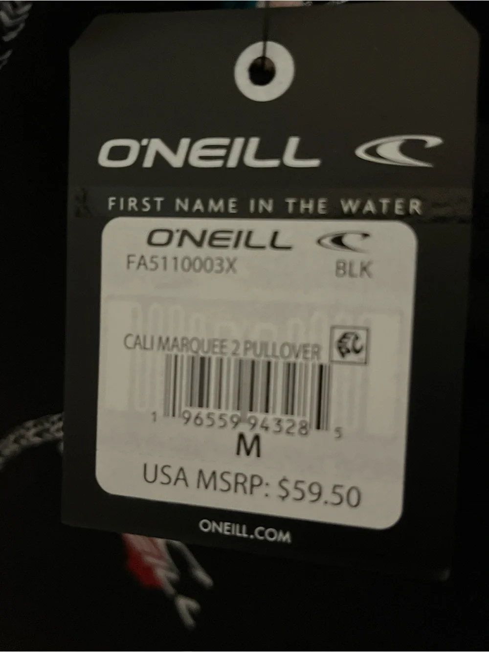 New with Tags O'Neill Black Hoodie with Red & White Chest Logo